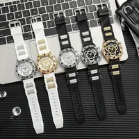 Montre-bracelet à quartz analogique pour homme, bracelet en silicone, montres de sport, mode 4