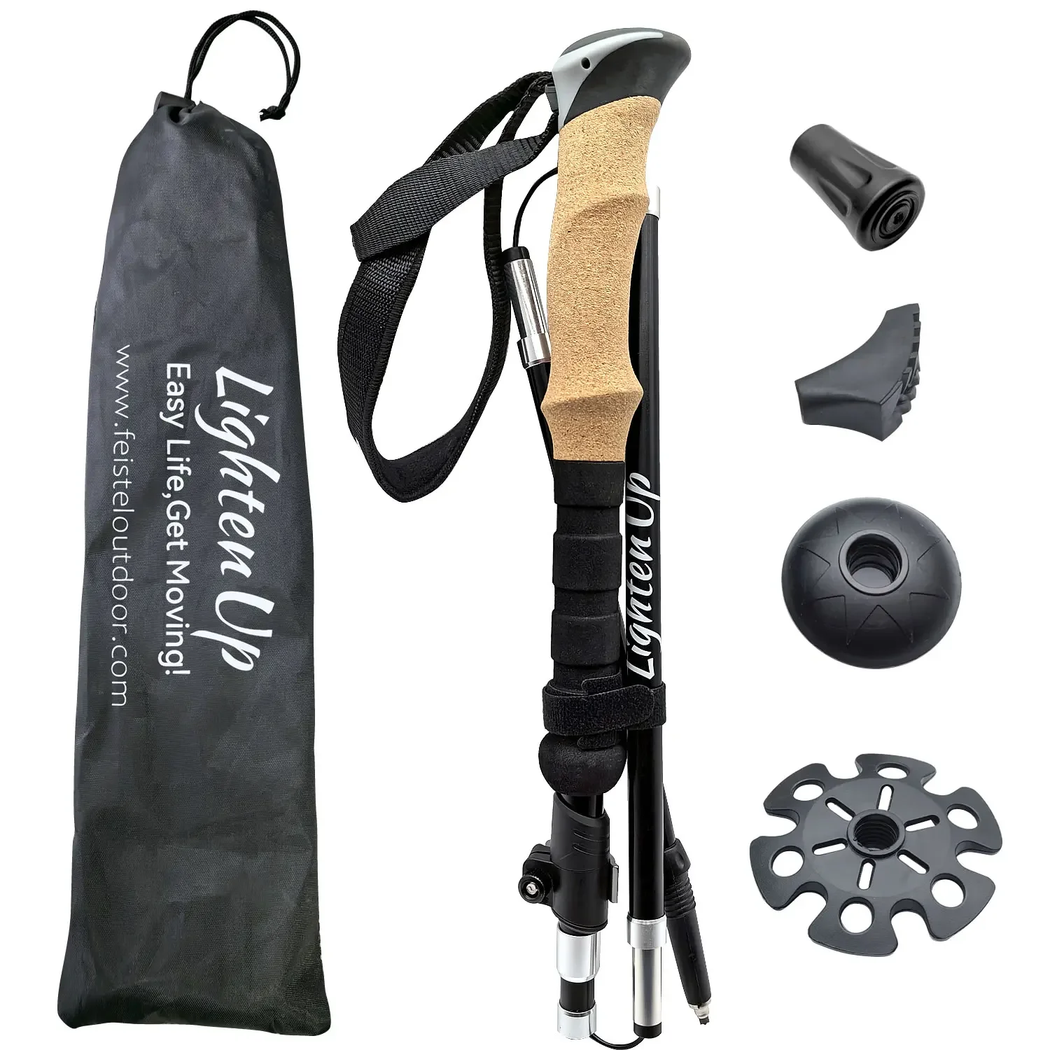 2Pcs Lightweight Trekking Sticks Canes Folding Climbing Poles Walking Poles 3-Folded Rod Cane for Sitting EVA+Cork Handle Sticks 5