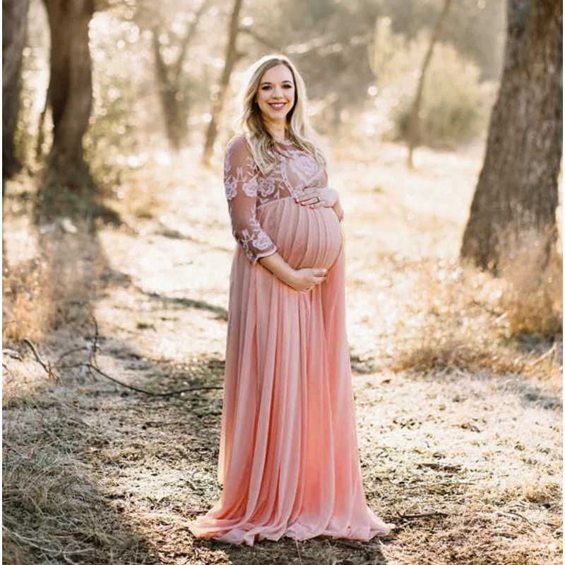 

Sexy Maternity Photography Dresses Lace Fancy Pregnancy Shoot Dress Long Women Maxi Maternity Gown for Pregnant Photo Prop