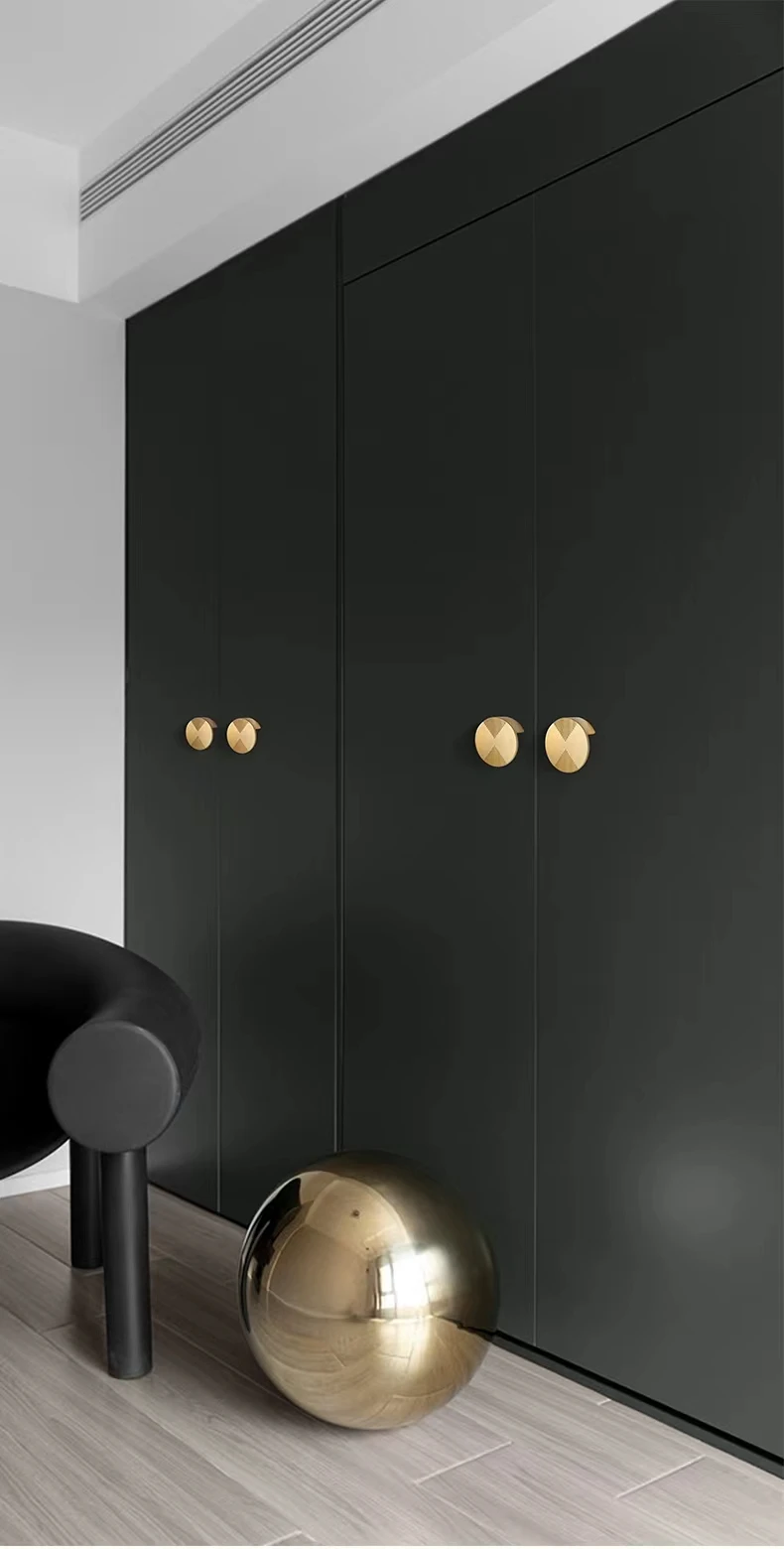 YUTOKO Schrankknöpfe aus massiver Zinklegierung, Küchenschrankgriffe, rund, goldfarben, Schubladengriff, Möbeltürgriff, nordische einfache Griffe – Detail 10