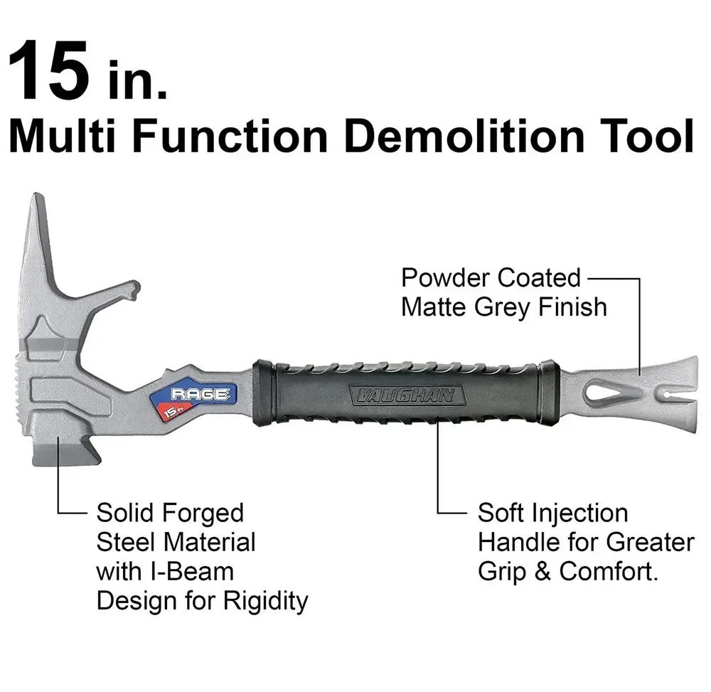 

15 in 1 Multifunctional Hammer Crowbar Broken Hammer Idea Tool Professional Tools for Men Self Defense Rod Geology Multi-tool