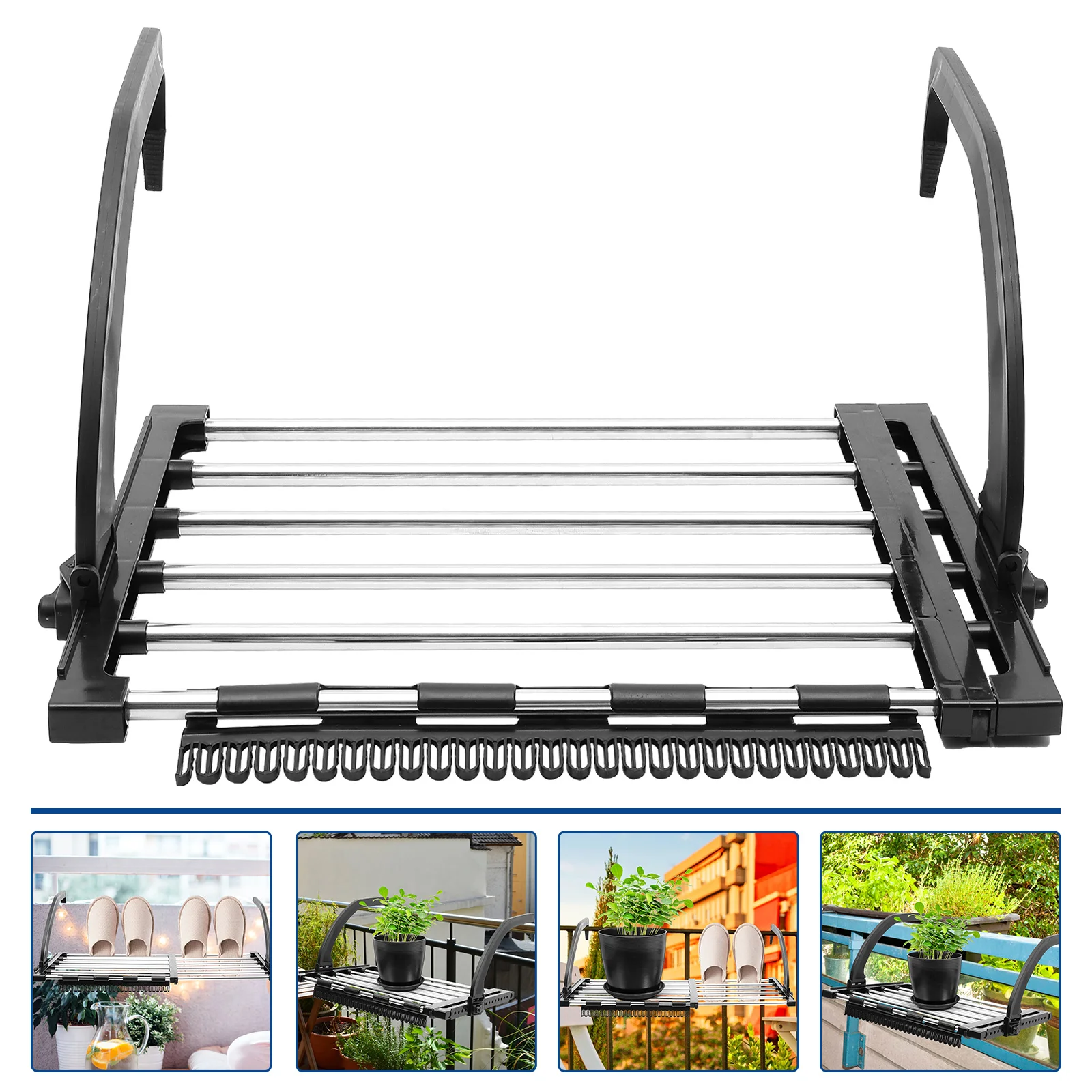 

Clothes Drying Rack Balcony Railings Folding Laundry Clothes Dryer Windproof Towel Storage Rack Home Hanging Rack for Clothes