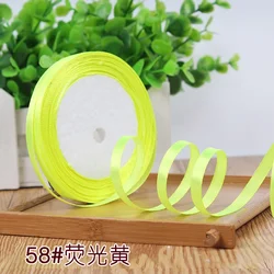 Satin Ribbon for Gift Wrapping and DIY Crafts - 22 Meters, 6mm (Christmas, Halloween, Wedding, Birthday) (Neon Yellow)