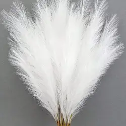 Set of Red Artificial Reeds - Tall Plush Faux Grass for Elegant Wedding and Party Decor (WHITE)