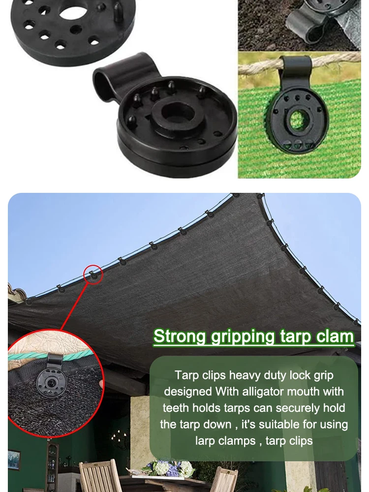 Description Picture 6 of item50Pcs Shade Cloth Clips Shade Fabric Clamps Grommets For Net Mesh Cover Sunblock Fabric In Garden Backyard Greenhouse Fixer