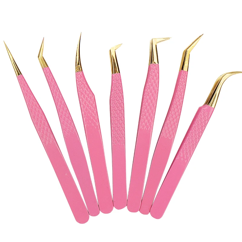 Stainless Steel Eyelash Tweezers Anti-static Non-magnetic Professional 1PC
