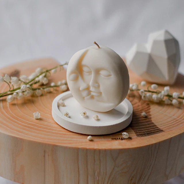 Kreatív Művészeti Gyertyák Hold Nap Alakú Illatos Északi Stílusú Otthoni Dekoráció Díszek Vendég Ajándék Fehér - Image 2