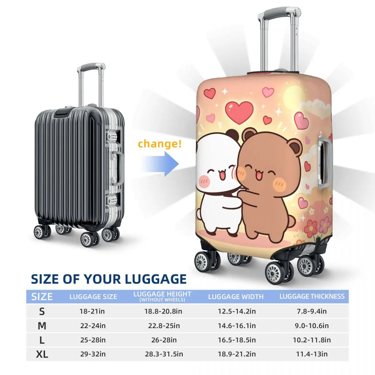 판다베어스 부부와 두두 여행가방 커버 비행기용 유용한 수하물 액세서리 비즈니스 보호대