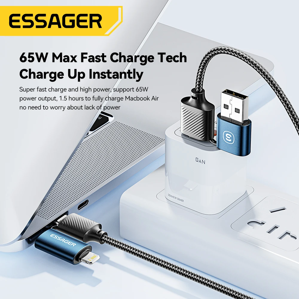 Essager 4-in-1 65W USB-C to Lightning & Type-C Fast Charging Cable