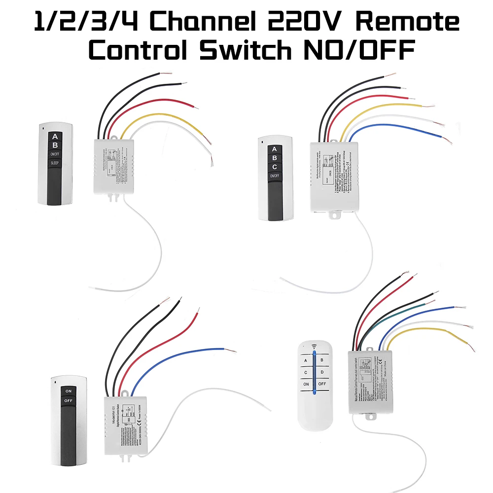 RF Wireless Remote Control Switch, 1/2/3/4 Ways Wireless ON/Off Light Lamp  Remote Control Switch, AC180-240V 1000W, Wireless ON/Off Digital Remote