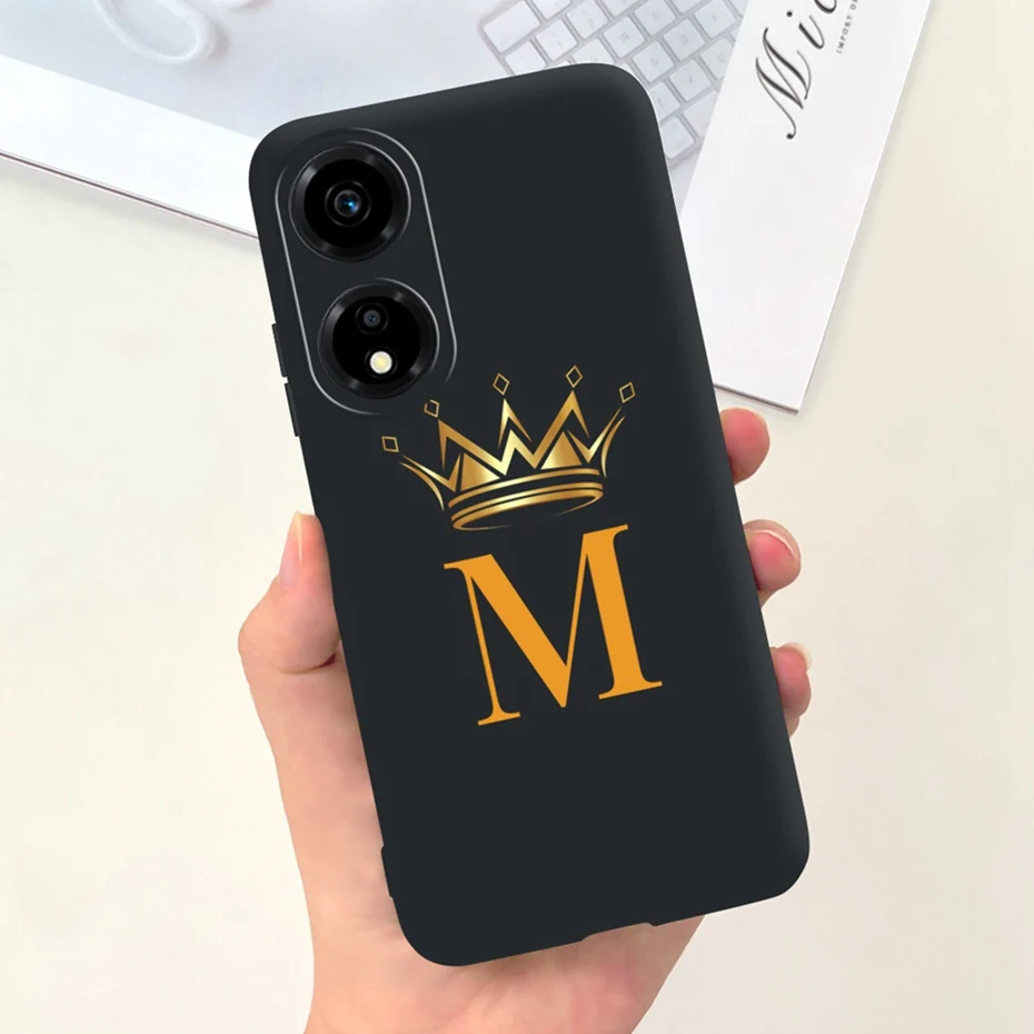 Fashion Crown Sakura Initial Letter Phone Bumper - Soft Silicon Back Cover