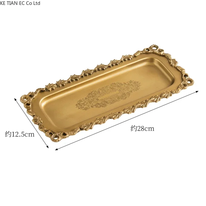 European style luxury brass storage tray Aromatherapy candles perfume storage tray High end bedroom dressing table jewelry dish 6