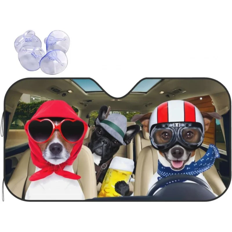 

Funny Dog Drive Car Windshield Sun Shade for Cute SUV Truck Front Window Sun Shade Visor Shield Cover 130x70cm/140x76cm