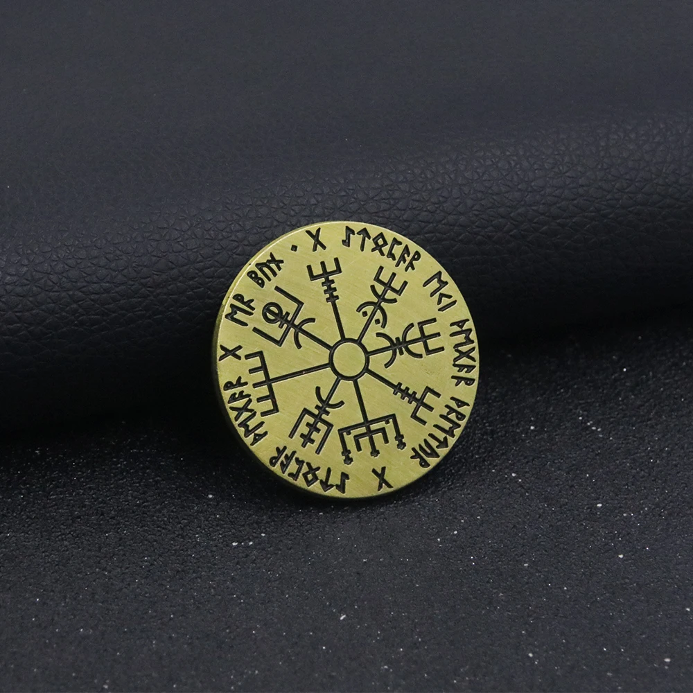 Nordic-Vegvisir-Viking-Compass-Coin-Magical-Rune-Staves-numerazione ...