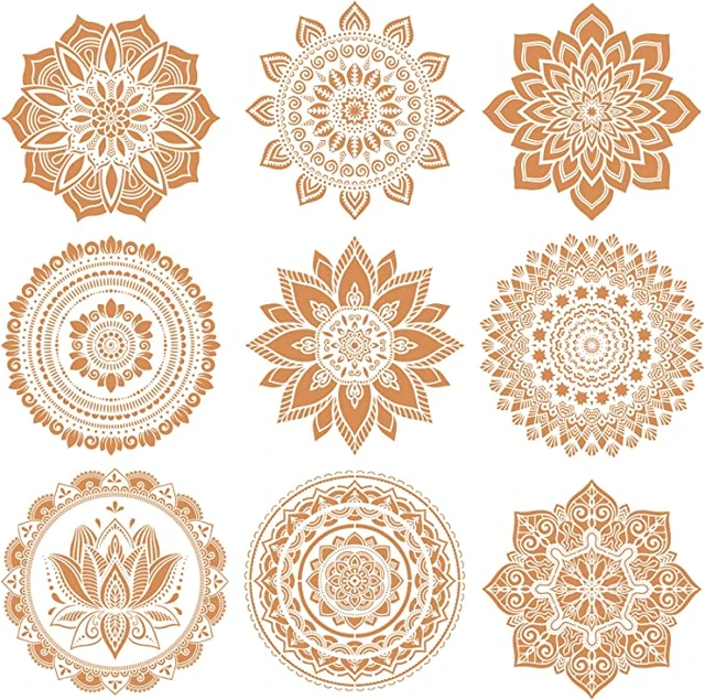 9 Pack Large Mandala Stencils for Painting 12x12 Inches Mandala Painting  Templates Reusable Floral Mandala Drawing Stencils for Wall Floor Furniture