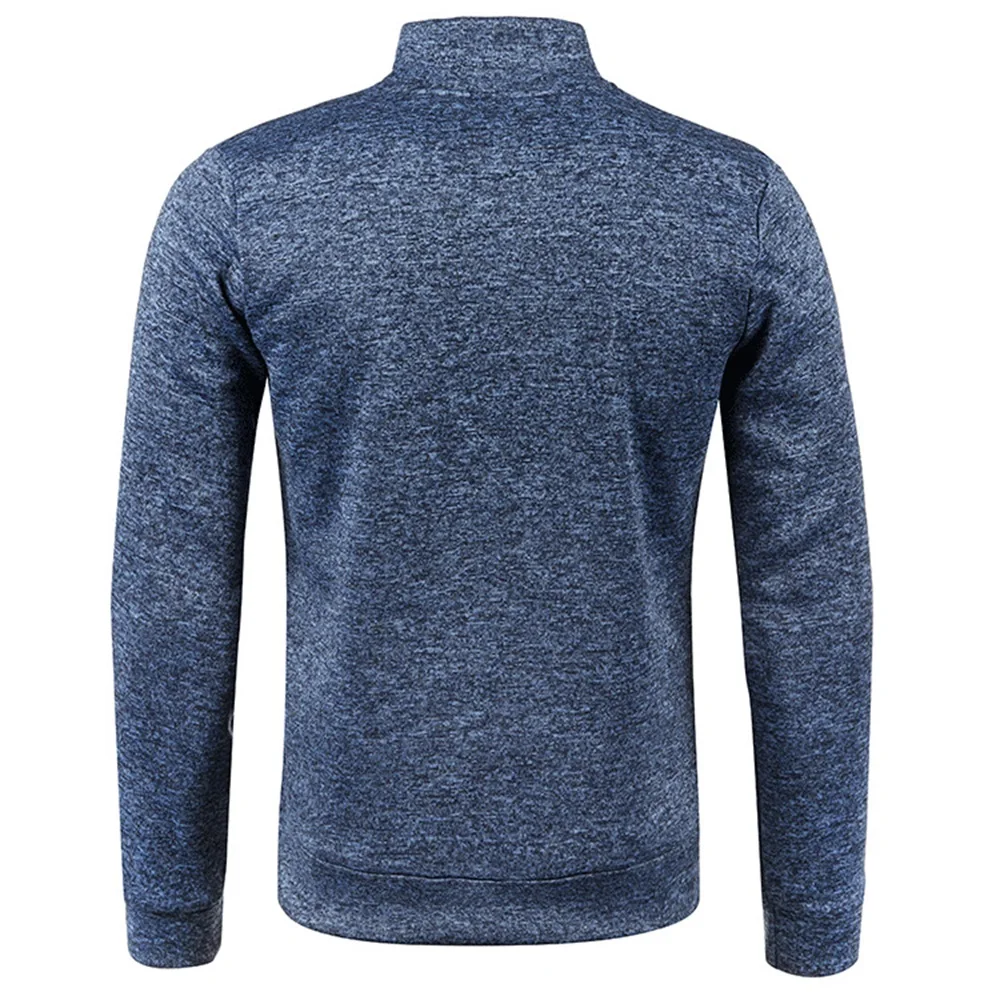 Men Zipper Jackets Standing Collar Sweatshirt Outdoor Streetwear Casual Coat Long Sleeve Sweater Coats