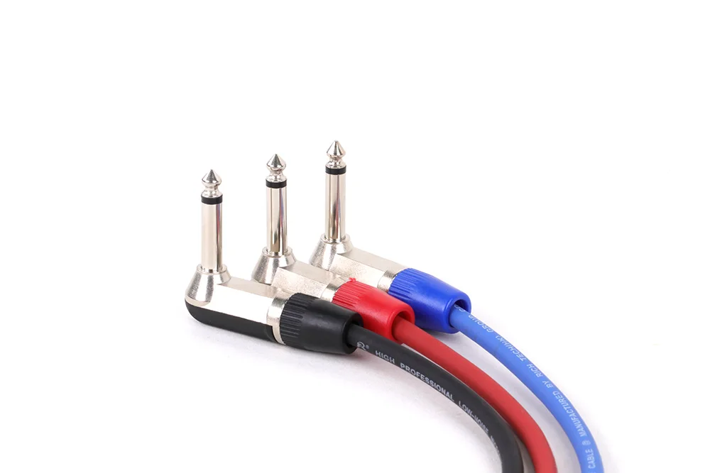 1/4 Zoll TS/TRS-Instrumentenkabel, rechtwinklig auf gerade 6,35 mm/6,5 mm männliche Mono-/Stereo-Audioleitung für E-Gitarre, Bass, Tastatur – Detail 10