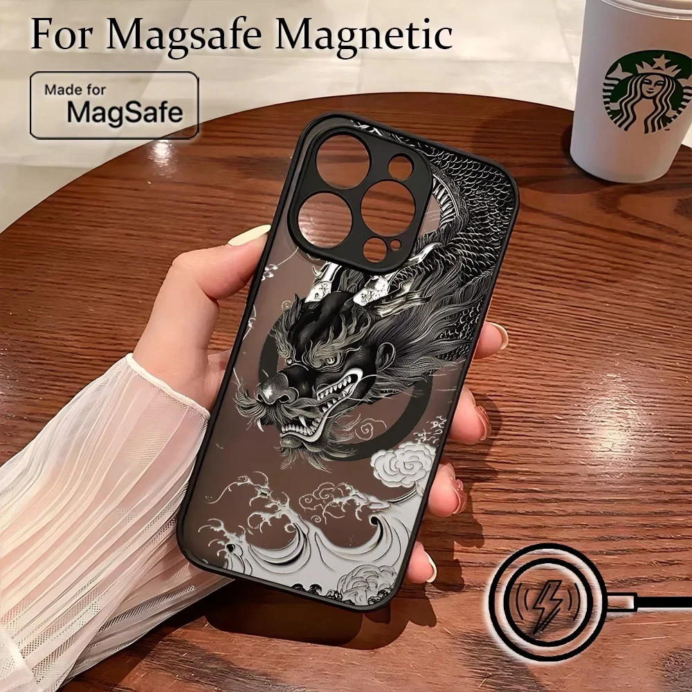 Chinese Dragon Matte Magnetic Phone Case - Fashion Back Cover
