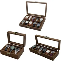 Vintage Wooden Watch Box 3/6/10 Slots Watch Display Box with Glass Lid Watch Organizers of Men Gift Watch Holde 1