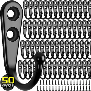 Crochets métalliques avec vis, crochet de suspension mural pour manteau, serviettes, sacs, casquettes, cintre, cuisine, salle de bains, support de rangement, vente en gros 1