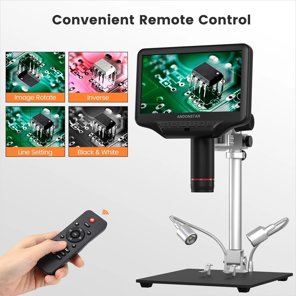 Andonstar AD407 Pro 7 inch 270X HDMI Digital Microscope,Upgraded 12.5 inch Metal Stand for Professional PCB/SMD Soldering Tools 3