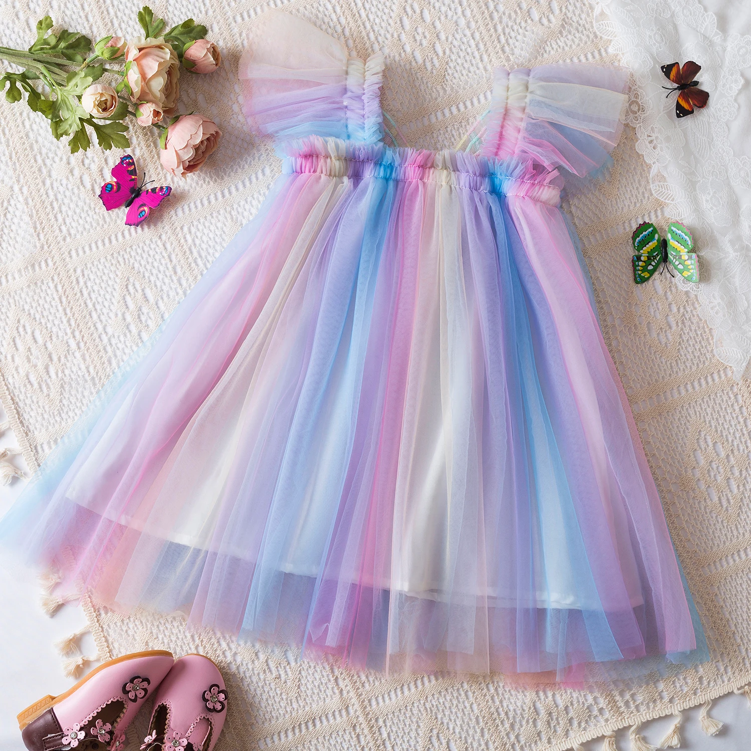 New Summer Dress Girls 1 to 5 Years Baby Butterfly Clothes Toddler Kids Birthday Princess Dress Baby Holiday Casual Vestidos girls dress princess costume