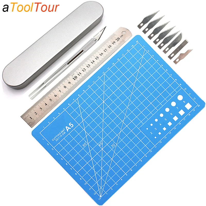 

Repair Tool Metal Blades Scalpel Hobby Cutter Kit Paper Cutter DIY Mat Ruler Engraving Craft Carving Knives For Mobile Phone PCB