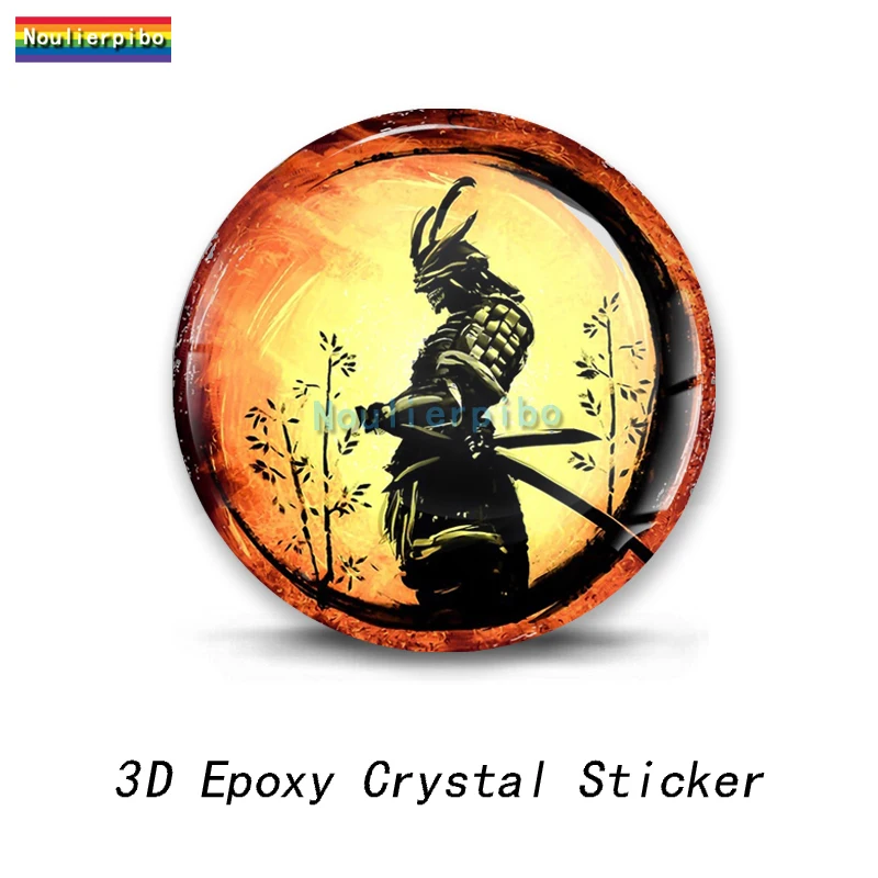 3D Stereo High Quality Epoxy Dome Car Sticker Japanese Samurai Sun Shi Blood Crow PVC Car Phone Laptop Trolley Case Vinyl Decal