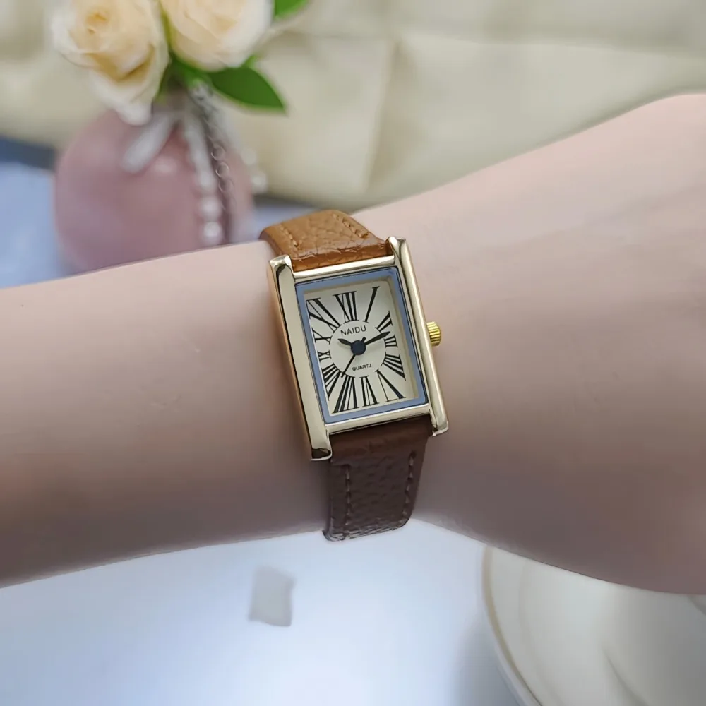Elegant Women's Luxury Quartz Watch with Leather Strap and Roman Dial - Perfect Gift