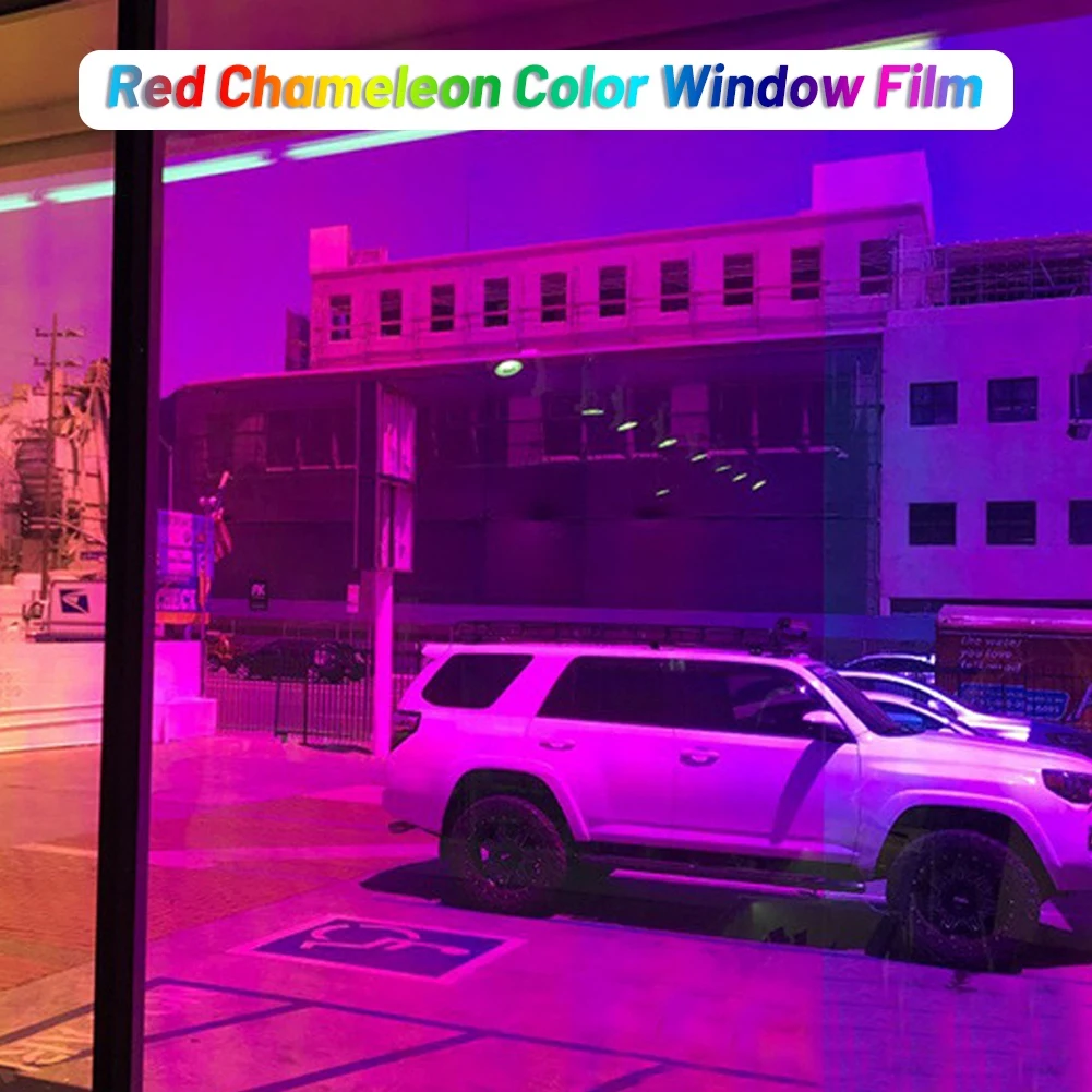 Chameleon Red Window Film VLT58% Rainbow Effect Iridescent Clear Film Holographic Vinyl Solar Protection Residential Glass