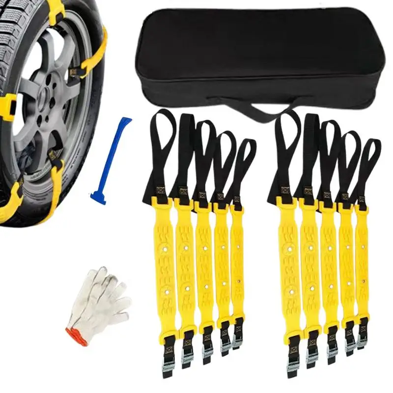 10pcs car Snow chains Anti Snow auto Tire Chains Heavy Duty Traction Tire Chains Traction Mud for Emergency ICE Mud