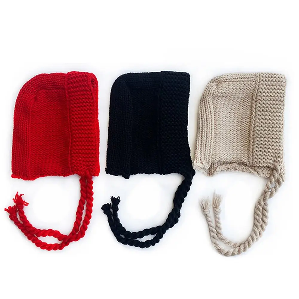 

Ear Protect Red Bomber Hat Cute Knitted Fried Dough Women's Caps Twist Braid Winter Warm Knit Cap Autumn Winter