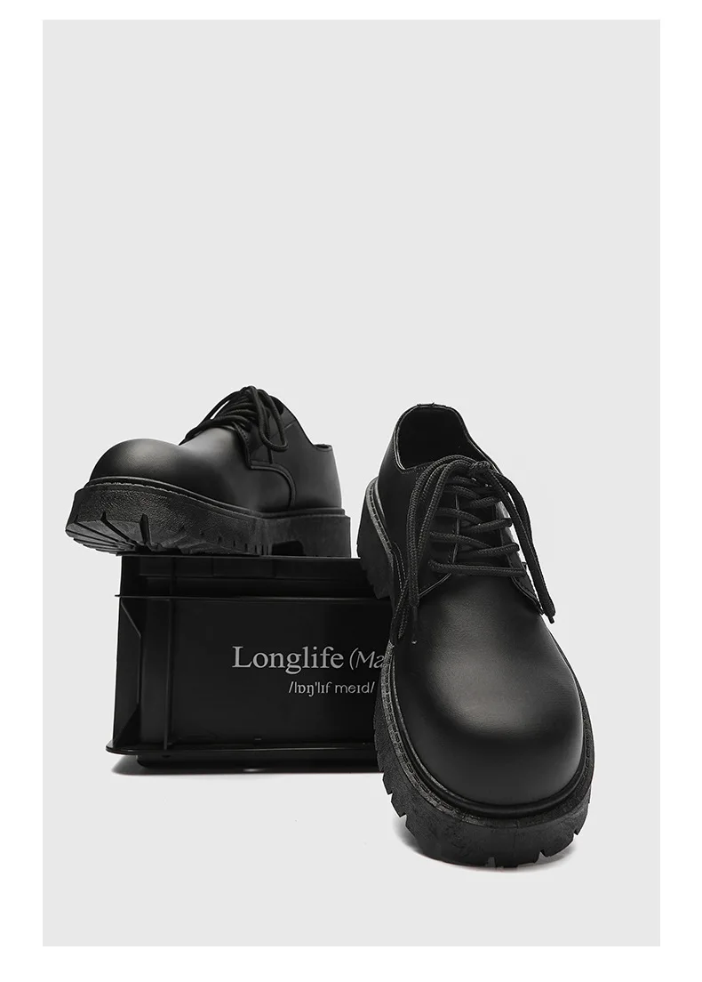 حجم كبير أحذية جلدية للرجال منصة سوداء الدانتيل يصل حذاء كاجوال للشباب النمط البريطاني الأعمال الأحذية الاجتماعية Zapatos Hombre