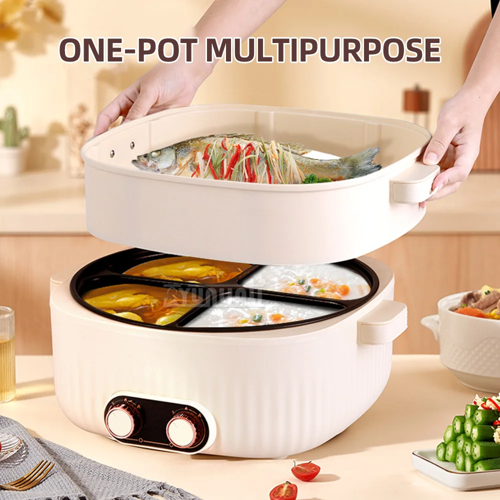 6L Four-Grid Hot Pot Machine Multi Cooker Household Large Capacity Electric Cooking Pot 3