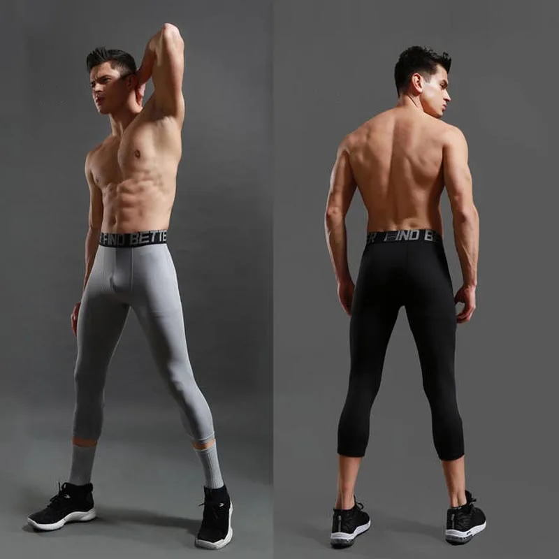 Sports Fitness Pants Men Gym Shorts Workout Tights Running Training Bottoming clothes Compression Leggings Basketball Sportswear 3