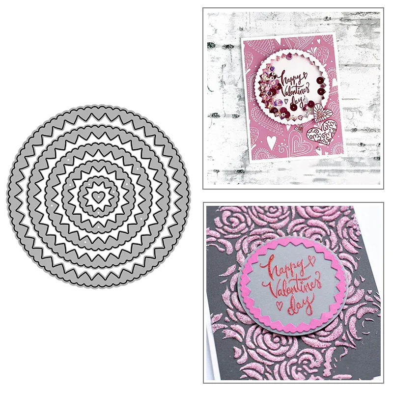 

Металлические Вырубные штампы в виде Круга сердца для «сделай сам», альбом для скрапбукинга, бумажные карточки, украшения, ремесла, тиснение, 5 шт.