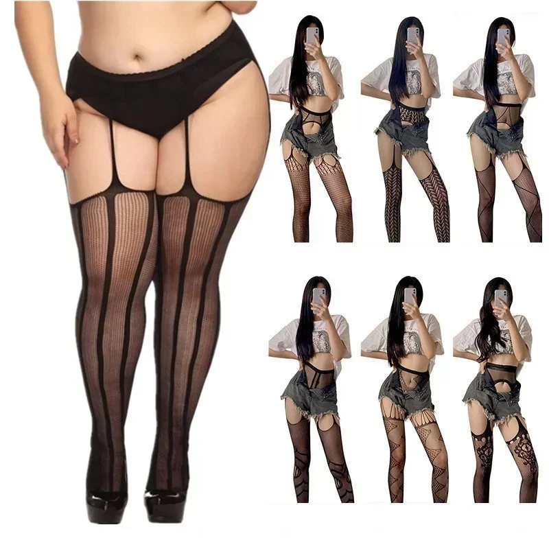 Elastic Large Plus Big Size Black Stockings Garter Women Fishnet Pantyhose Over Knee Thigh High Sexy White Tights XXXXL thigh high socks fishnet stockings thigh high stockings