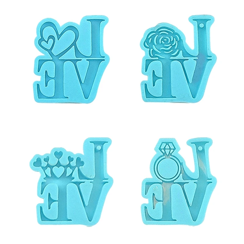 

Shiny Letter Mold Rose Diamond Resin Keychain Molds Silicone Mold DIY