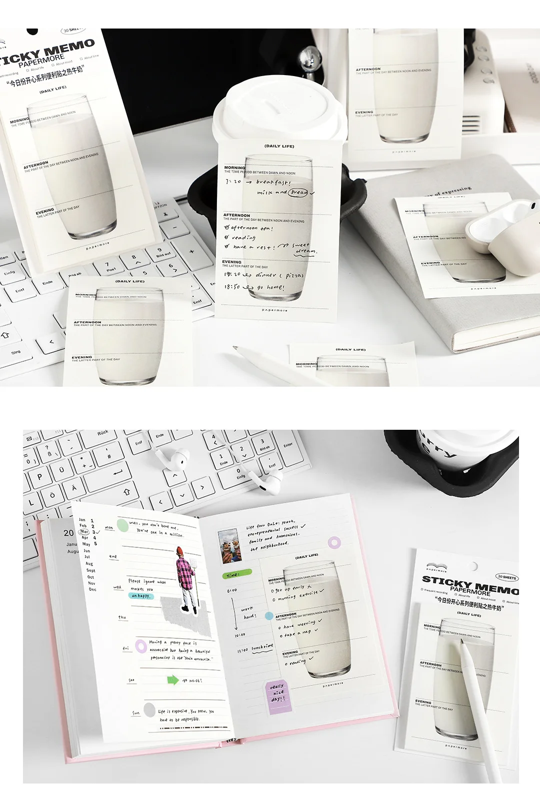 � 30 Blatt Frühstücksserie Kawaii Haftnotizen Einfacher süßer Notizblock Nachrichtenpapier Student To Do Liste Notizen Schulbriefpapier – Detail 10