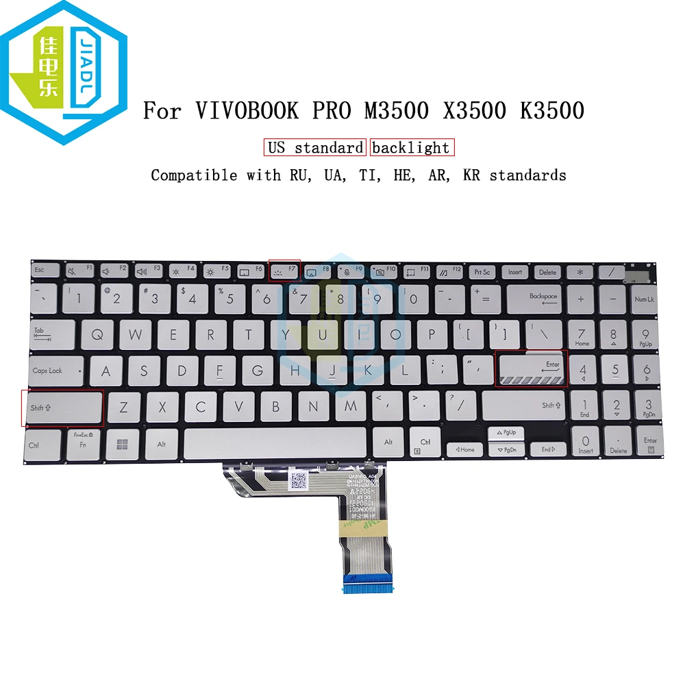 Teclado Retroiluminado em Inglês para Asus Vivobook Pro 15 Oled M3500 X3500 pa X3500pc M3500qa K3500pa K6500 0knb0562vus00