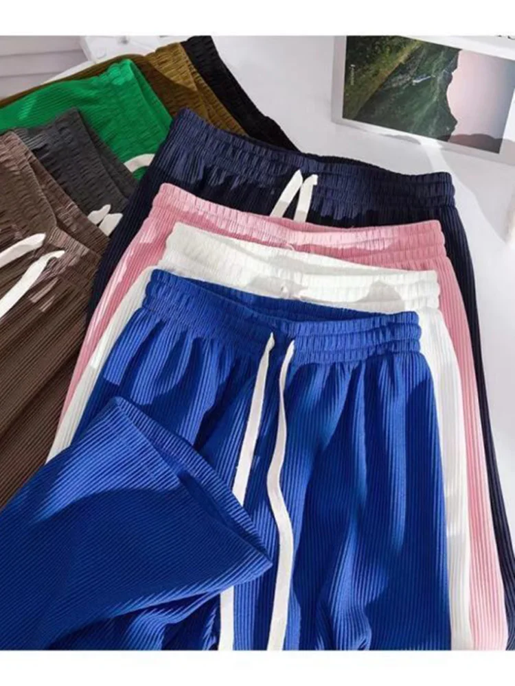 Loose Trousers Wide Leg Pants for Women Summer 2024 New High Waist Draping Floor Length Casual Ice Silk