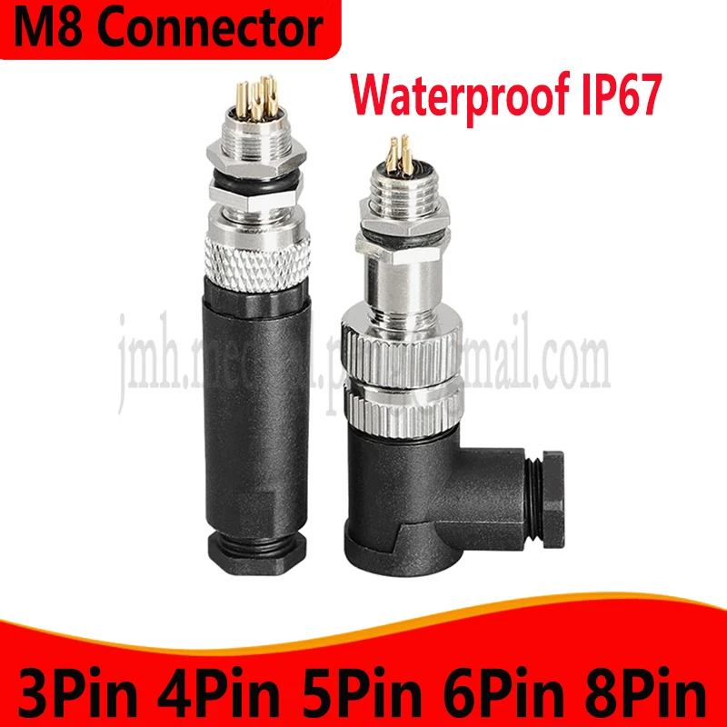 

M8 3P 4P 5P 6P 8 Pin Plastic Waterproof IP67 Aviation Male Female Straight Plug Bent Plug Screw Wiring Cable Welding Connector