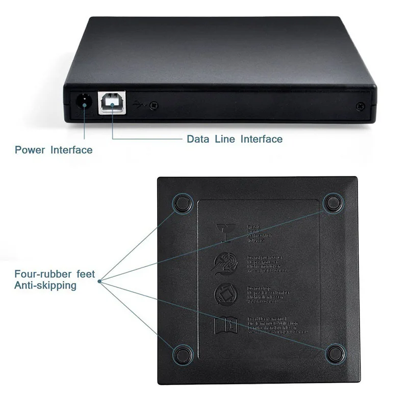 Dvd Externo Portátil Unidade Óptica Usb 2.0 cd Dvd-rom cd Dvd-rw Player Queimador Leitor Fino Gravador para Windows Mac os Prático - Image 2