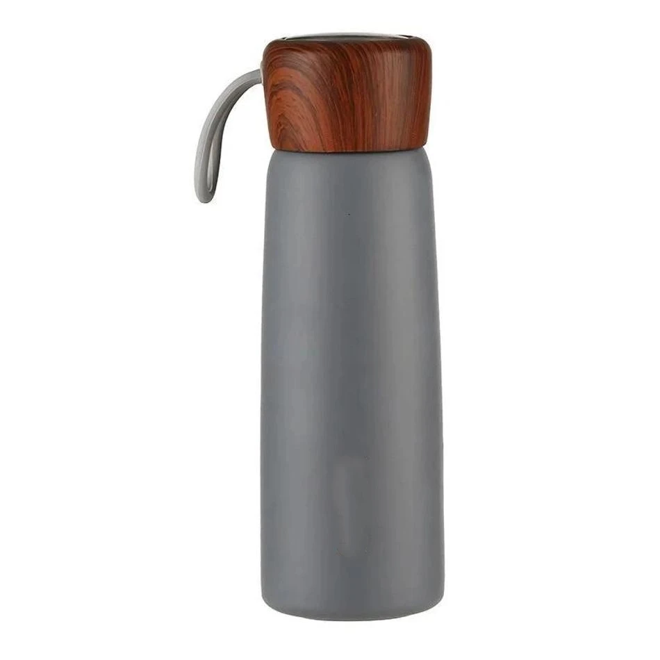 1 Pcs New 500ml Wooden Lid Stainless Steel Water Bottle Vacuum Flask Vacuum Sport Water Bottles For Outdoors Student