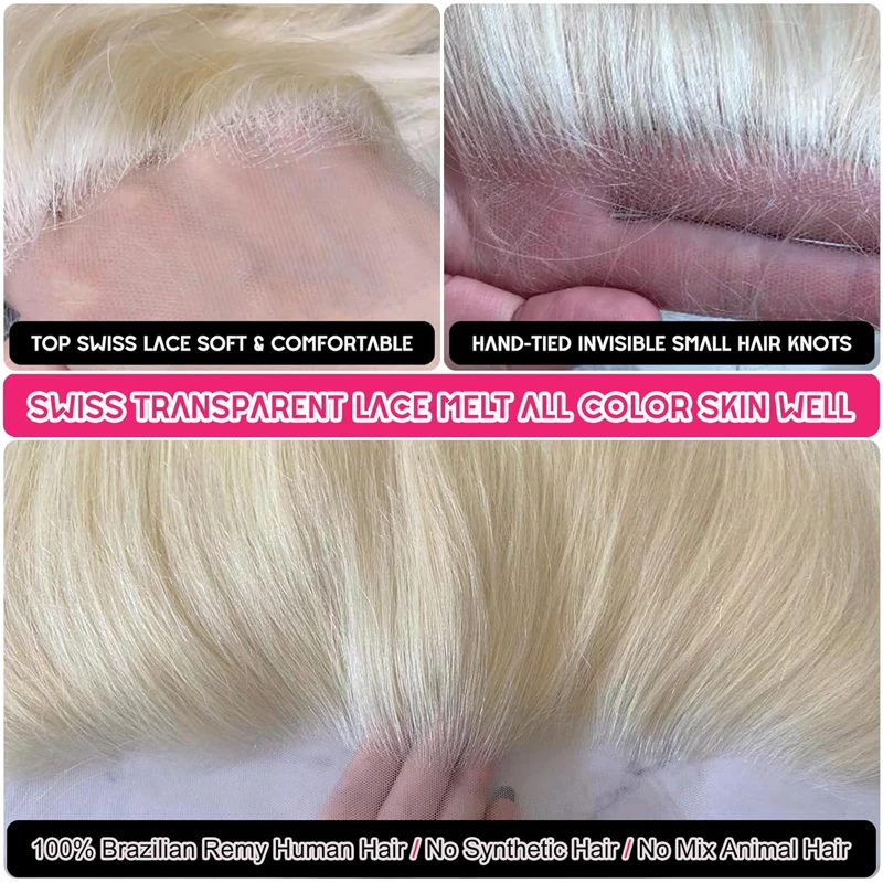 Honey Blonde #613 Color 13x4 Lace Frontal Closure Straight Human Hair Transparent Lace Brazilian Virgin Hair Pre-Plucked