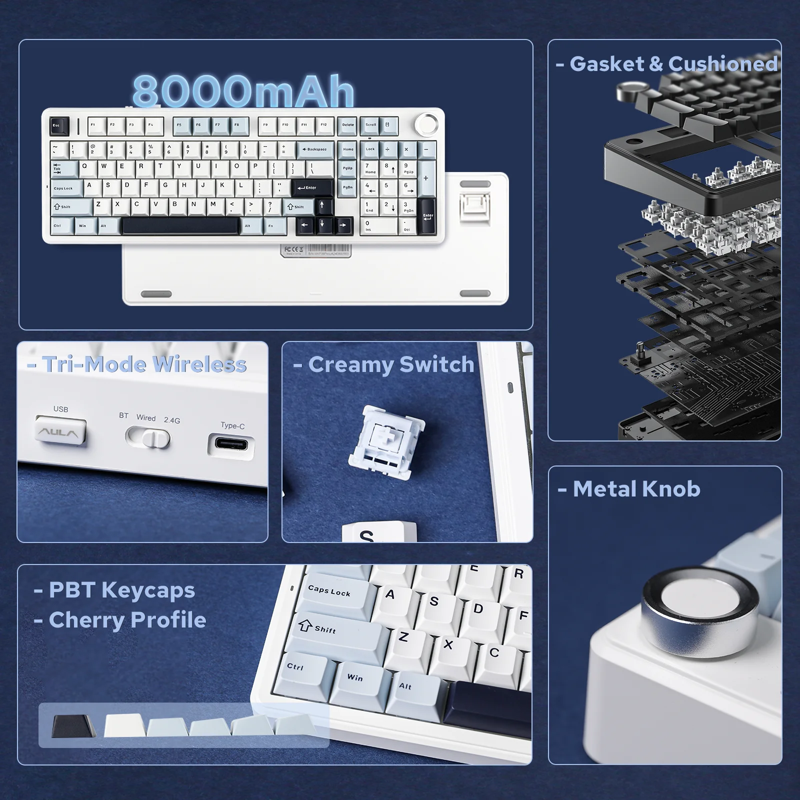 <<おまけスイッチ付き!>> AULA F99 メカニカルキーボード本体 Amazon.com: AULA F99 Wireless Mechanical Keyboard,Tri-Mode
