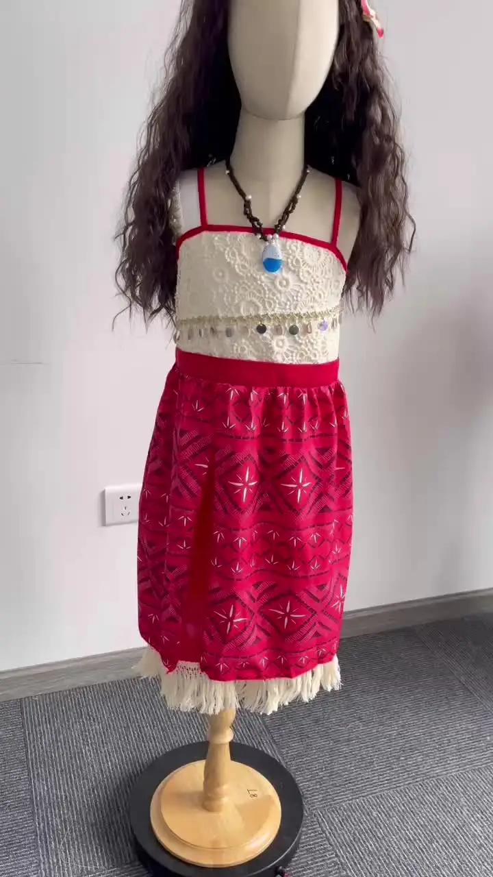 Moana Dress Ocean Adventure Cosplay Costume Children Geometric Print Tassel  Decorative Dress Halloween Carnival Party - AliExpress 1501
