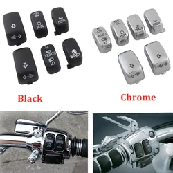 Motorcycle Chrome Black Hand Control Switch Caps Button Covers Kit for Harley VRSC XL XR Softail Dyna FLHR FLHRC Models