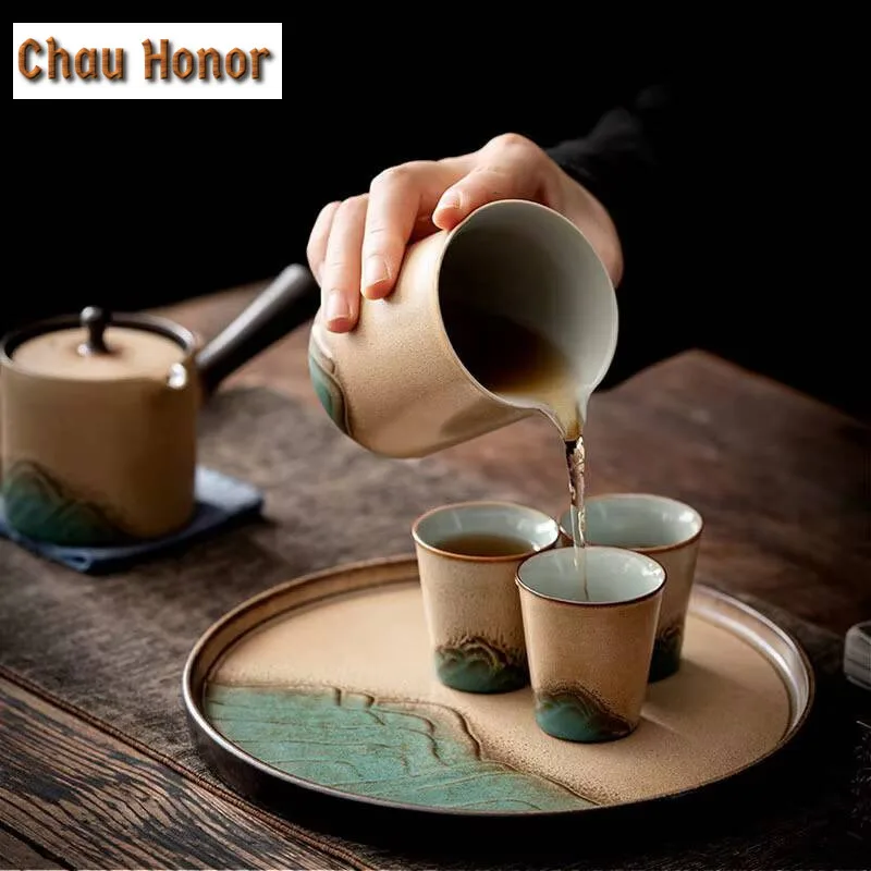 220ml Japanese Coarse Pottery Distant Hills Tea Pitcher Tea Divider Cha Hai Dispenser Justice Cup Puer Fair Mug Cafes Supplies
