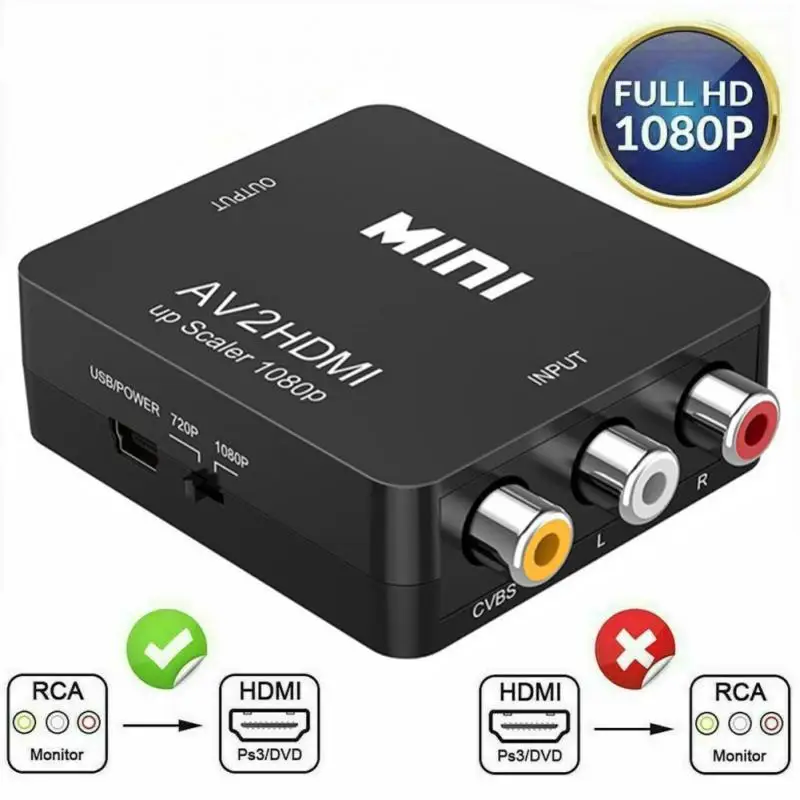 AV2HDMI RCA AV CVSB L/R -HDMI ȣȯ AV Ϸ  HD   ڽ 1080P  NTSC PAL HDCP ̺